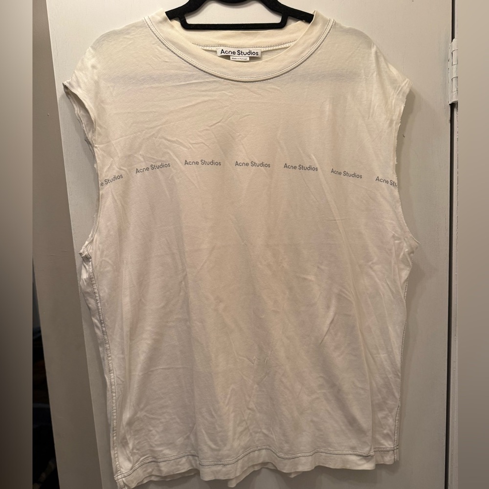 Acne Studios white Men's cut off Tank Top